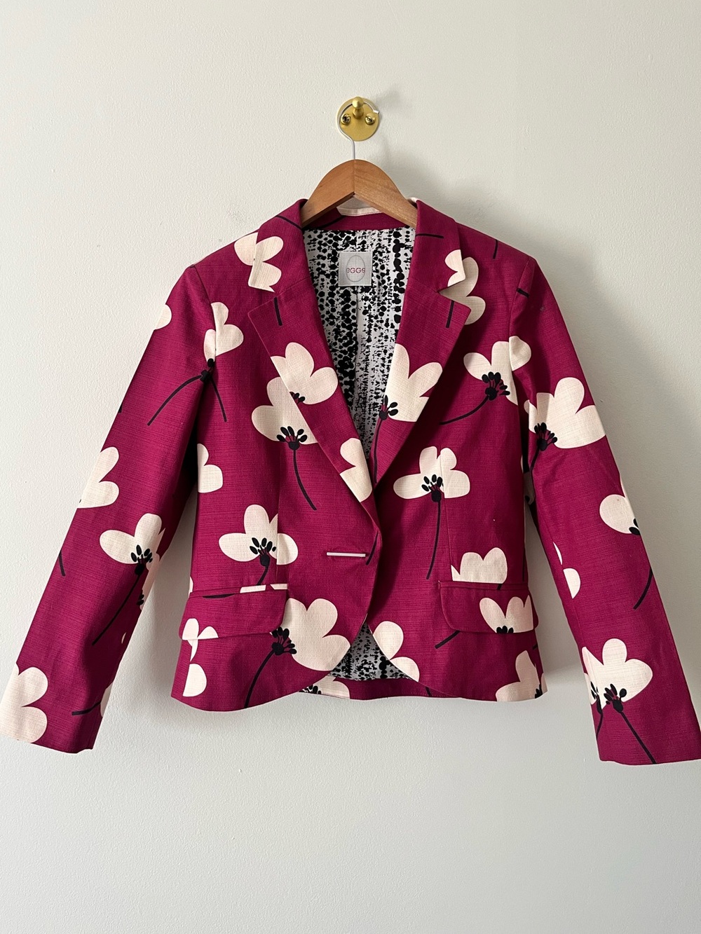 Eggs Made in Italy Bold Magenta Floral Blazer EU 42 fits like US 4-6